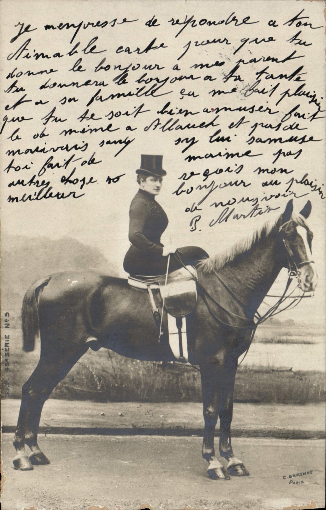 Femme à cheval — C. Barenne, Paris, série N°5