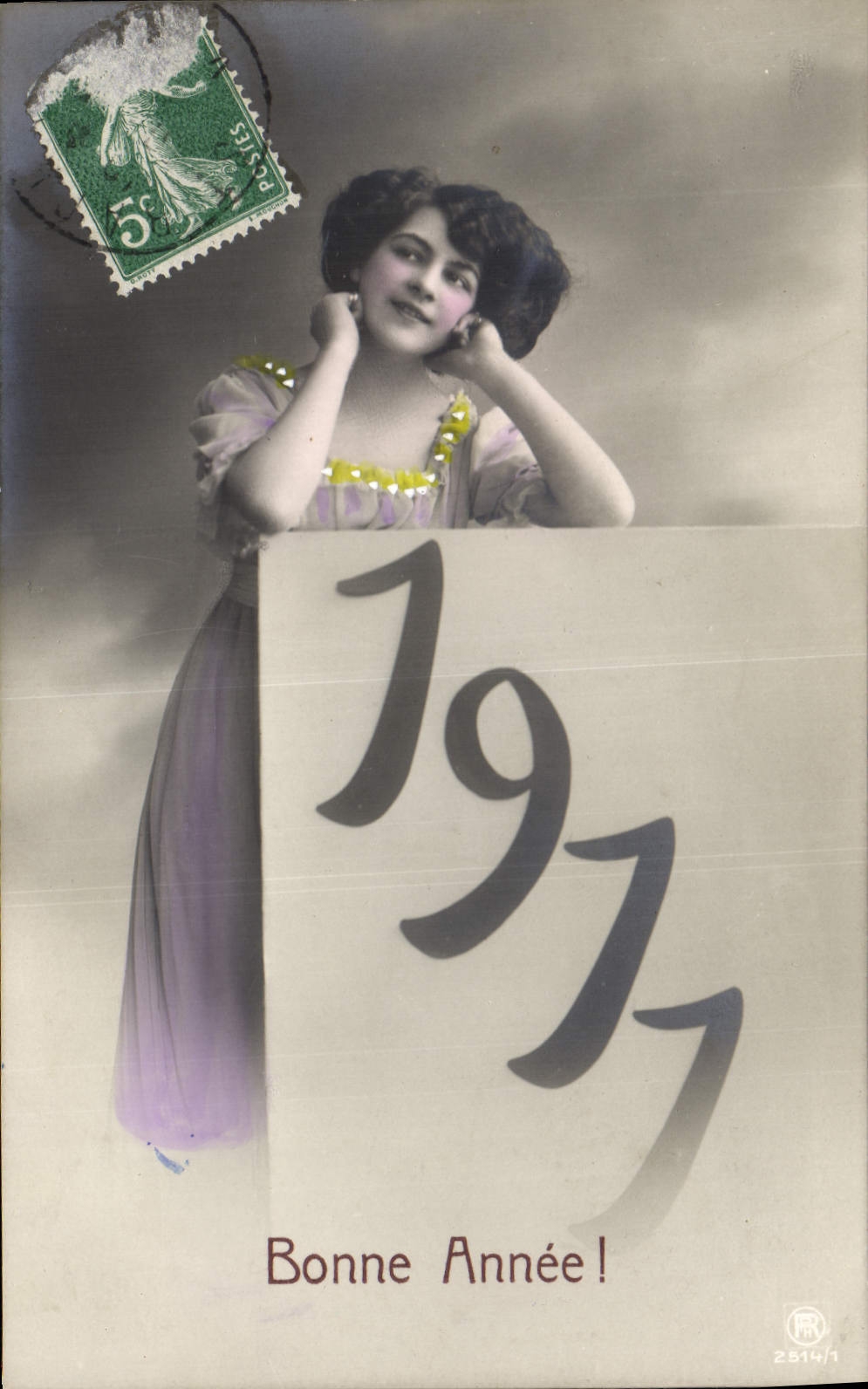 Jeune femme — Bonne Année 1911 — Éditeur R. 2814/1