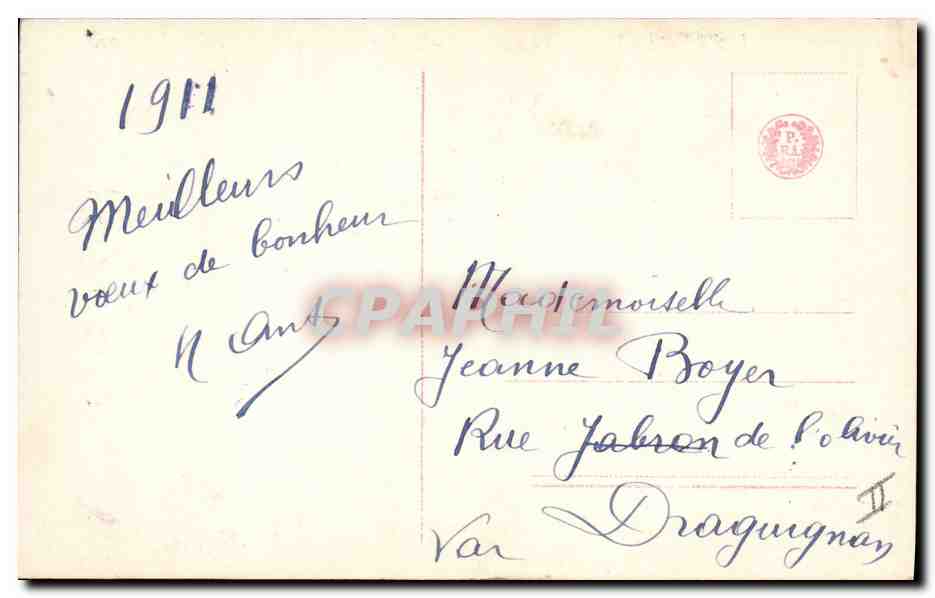 Jeune femme — Bonne Année 1911 — Éditeur R. 2814/1 — Reverso
