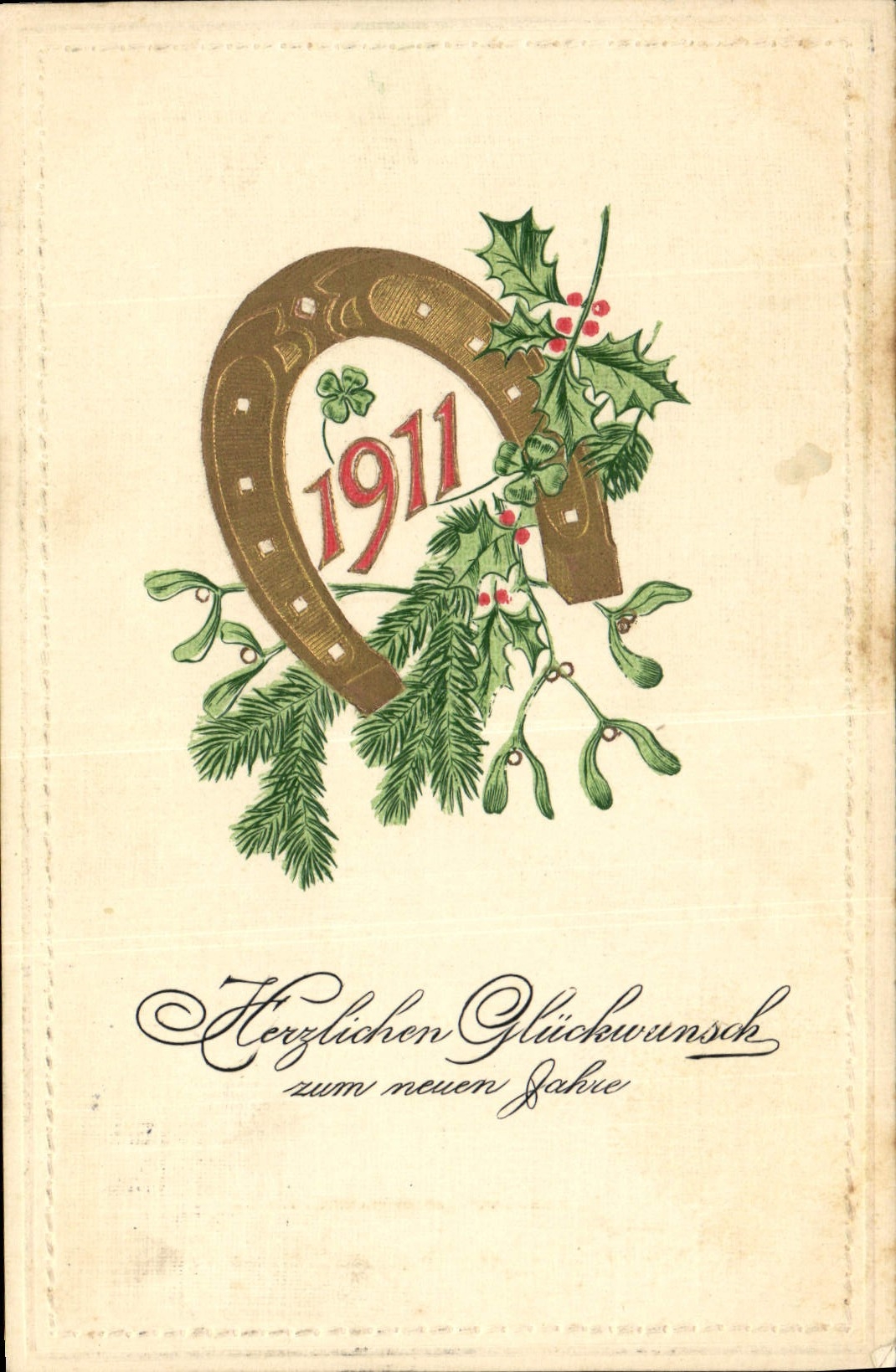 CPA Fantaisie Fleurs Annee 1911 Fer a cheval