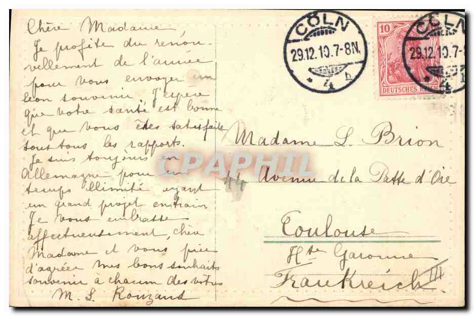 CPA Fantaisie Fleurs Annee 1911 Fer a cheval — Verso