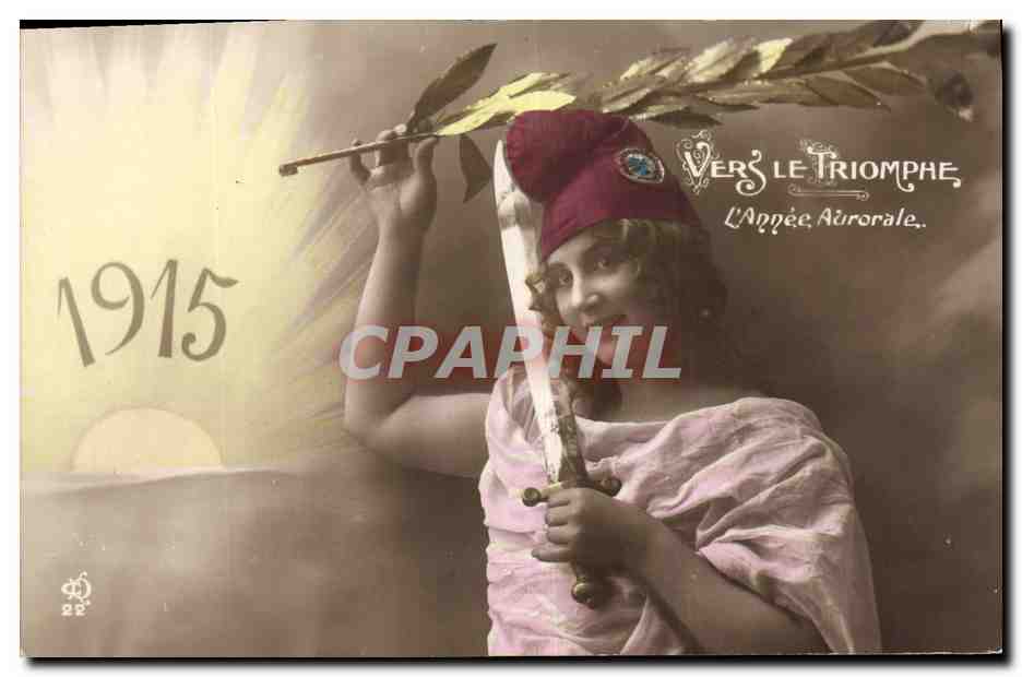 CPA Fantaisie Fleurs Annee 1915 Marianne Vers le triomphe 