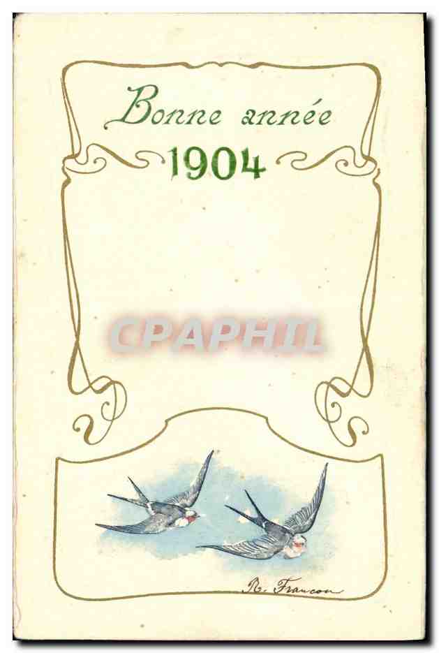 CPA Fantaisie Fleurs Annee 1904 Hirondelles
