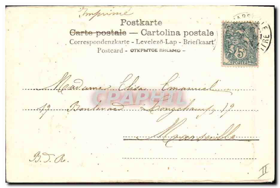 CPA Fantaisie Fleurs Annee 1904 Hirondelles — Back