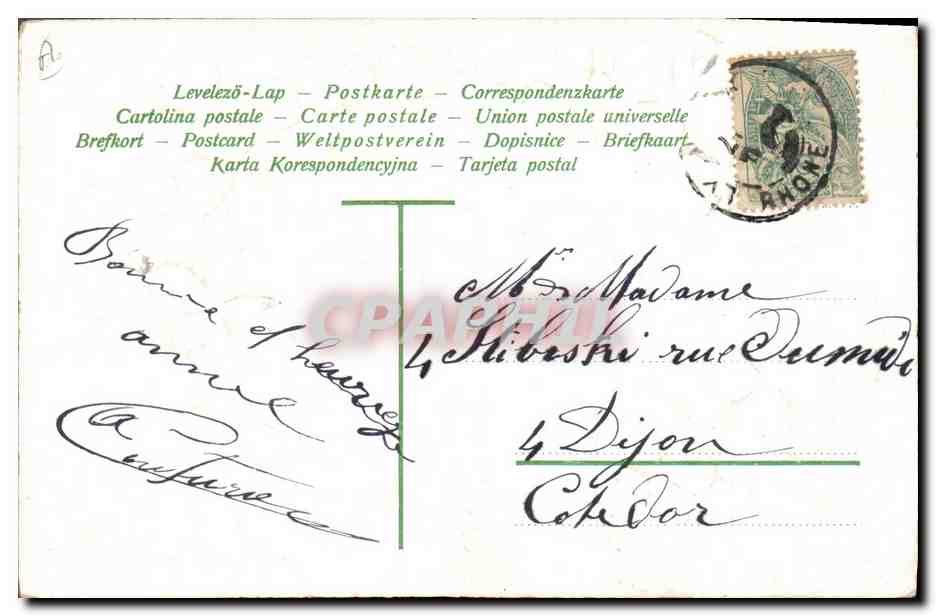 CPA Fantaisie Fleurs Annee 1906 Trefles — Verso
