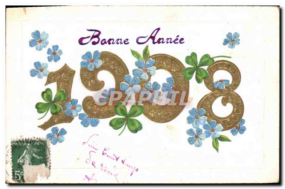 CPA Fantaisie Fleurs Annee 1908
