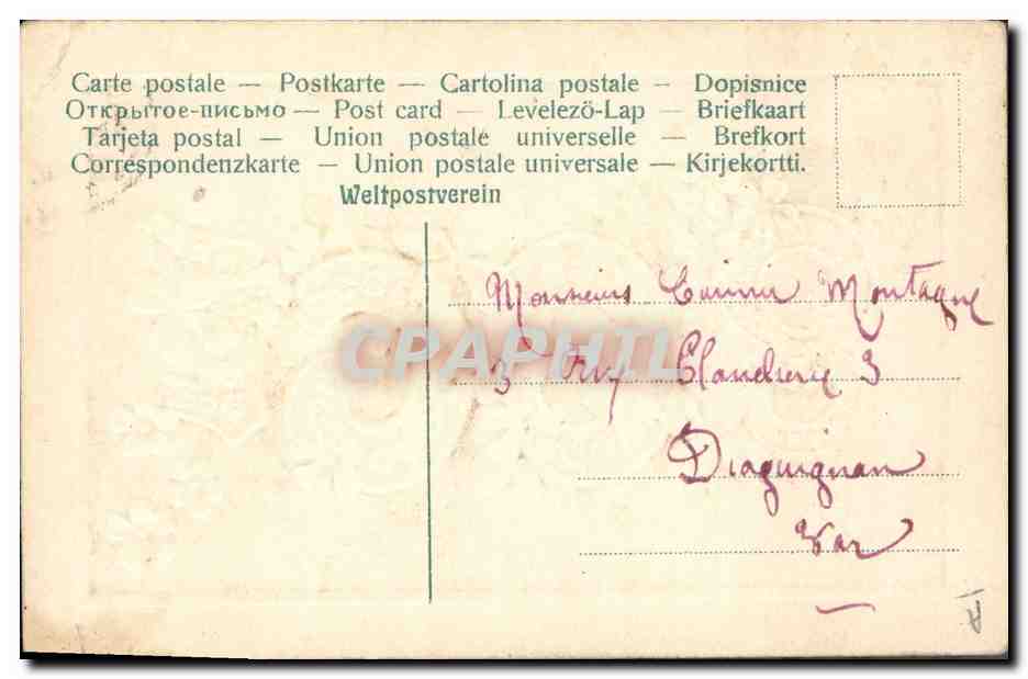 CPA Fantaisie Fleurs Annee 1908 — Verso