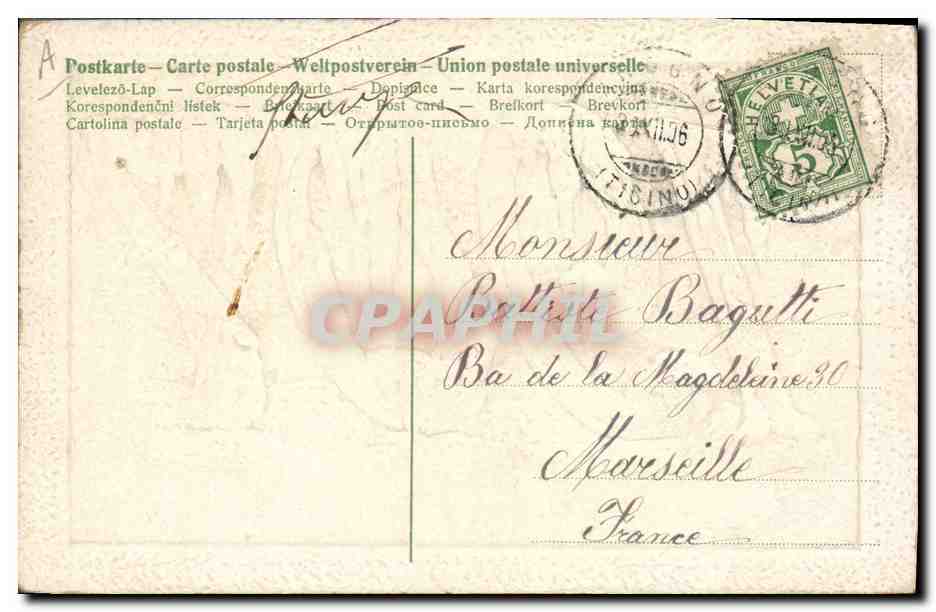 Carte de vœux pour l'année 1907 — Famiglia Serafino Bagutti — éditeur non visible — Verso
