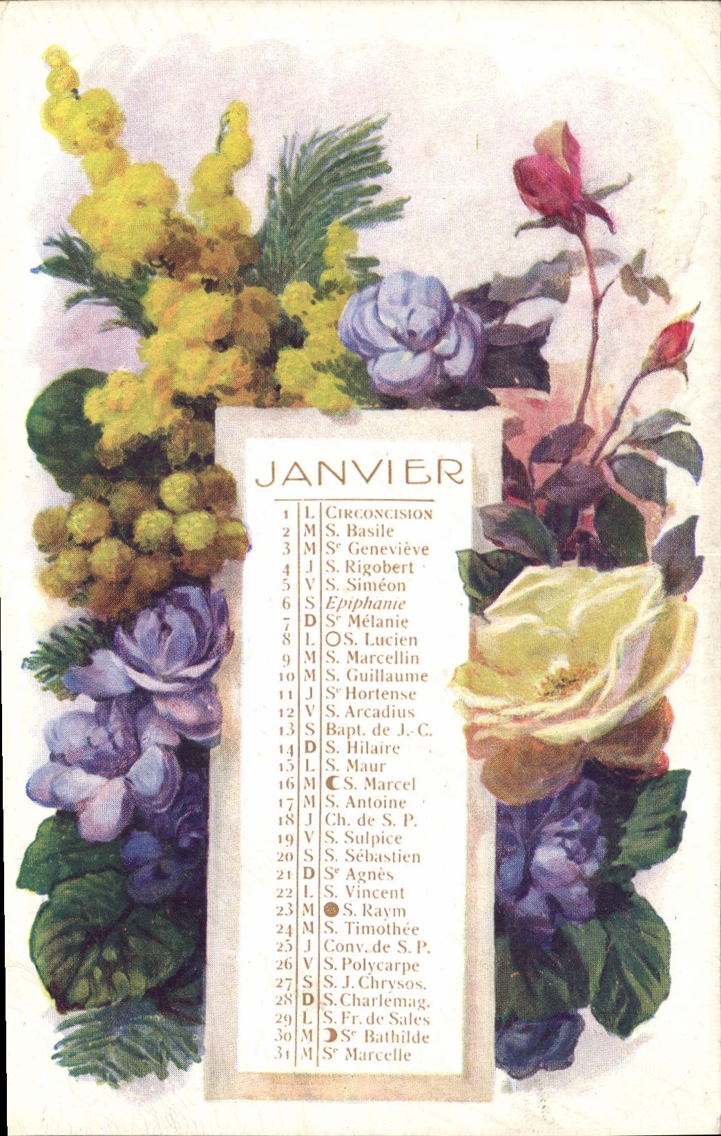 Calendrier de janvier — éditeur Visé Paris, n° 537