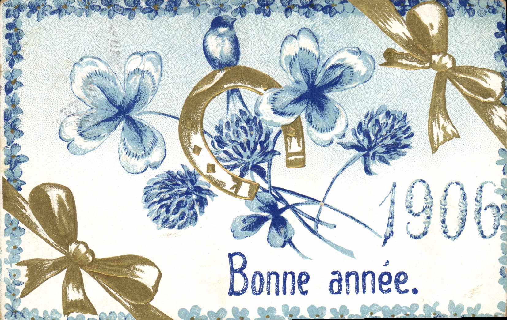CPA Fantaisie Fleurs Annee 1906 Fer a cheval