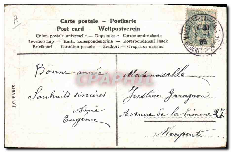 CPA Fantaisie Fleurs Annee 1906 Trefles — Verso