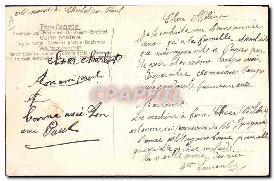 CPA Fantaisie Fleurs Annee 1907 Fer a cheval — Verso