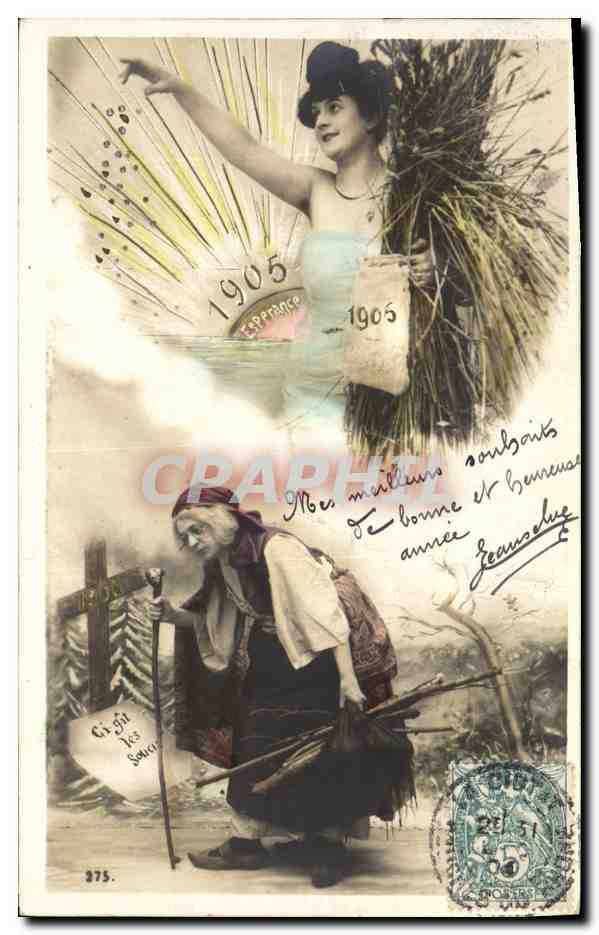 CPA Fantaisie Fleurs Annee 1906 Femme