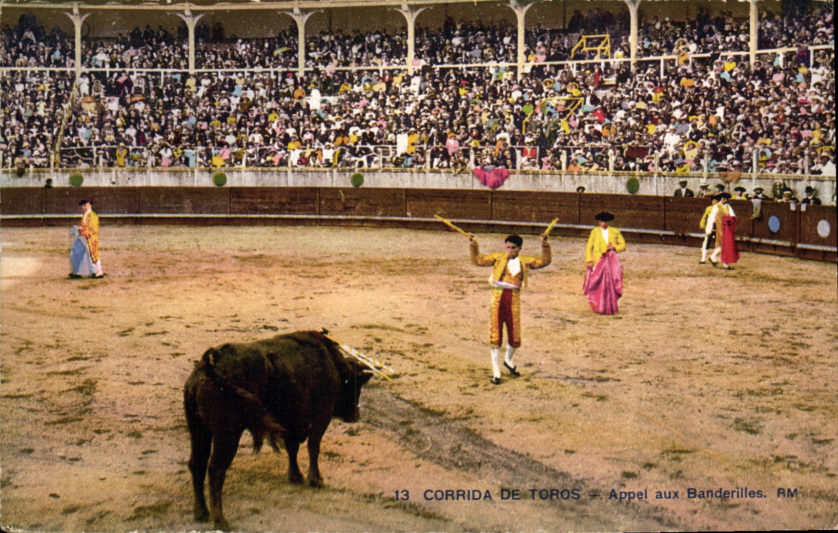 CPA Corrida Course de taureaux Appel aux banderilles 