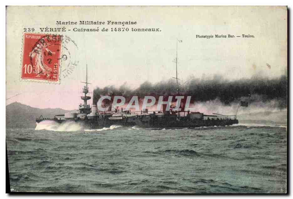 CPA Bateau de Guerre Verite Cuirasse 