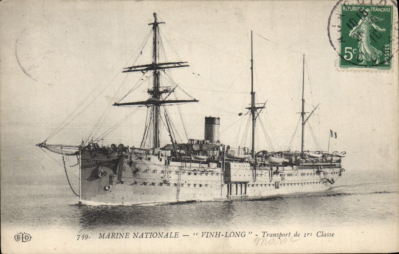 Marine Nationale — "Vinh-Long" — Transport de 1ʳᵉ Classe — Éditeur E.F.D., n°719