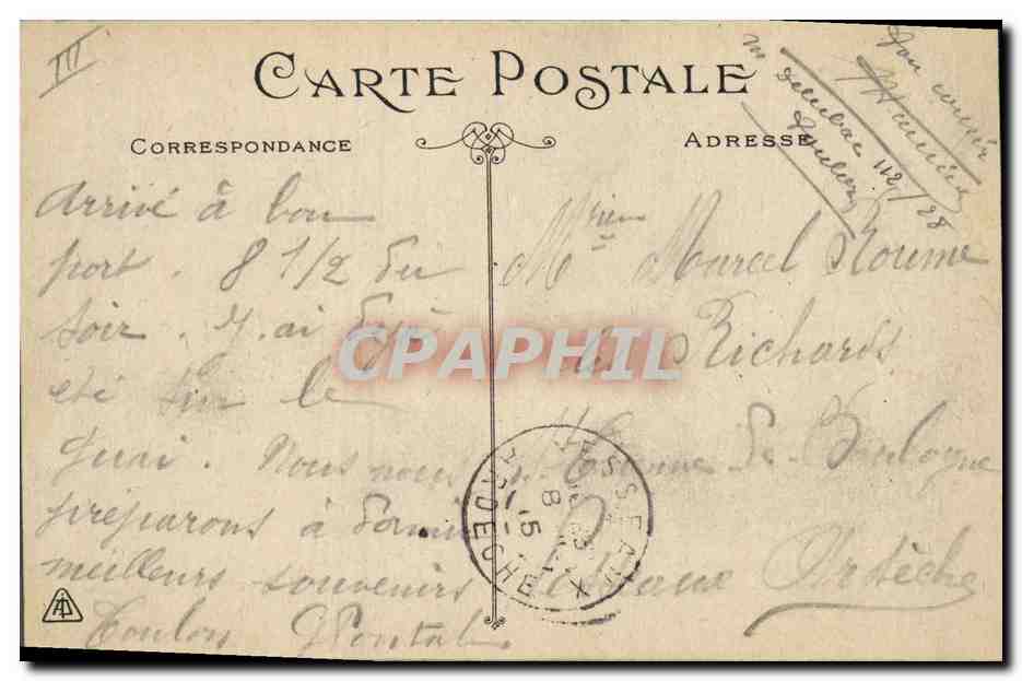 CPA Bateau de Guerre Dreadnoughts Vergniaud Cuirasse d'escadre  — Verso