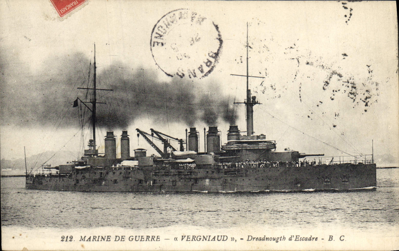 Dreadnought d'Escadre « Vergniaud » — Marine de Guerre — B.C. — n°212