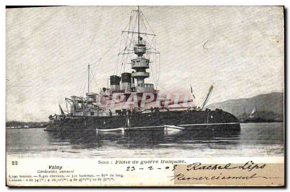 CPA Bateau de Guerre Valmy Garde cotes cuirasse 