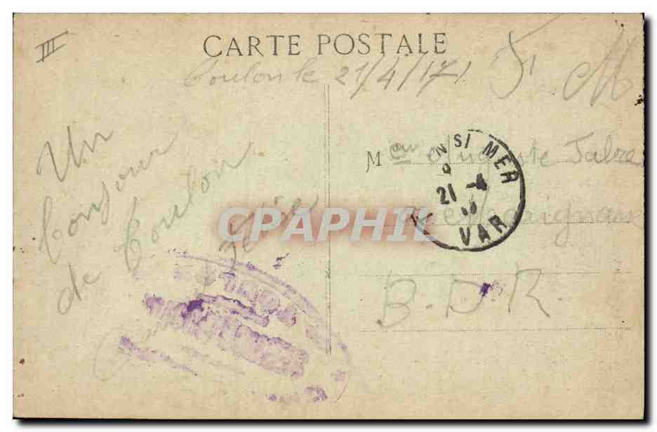 Marine de Guerre — VOLTAIRE — Cuirassé de 1er rang — L.R. — Verso