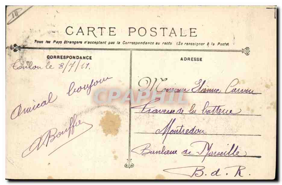 CPA Bateau de Guerre Vergniaud Cuirasse d'escadre a turbines  — Verso