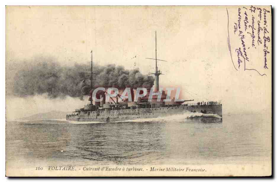 CPA Bateau de Guerre Voltaire Cuirasse d'escadre a turbines 