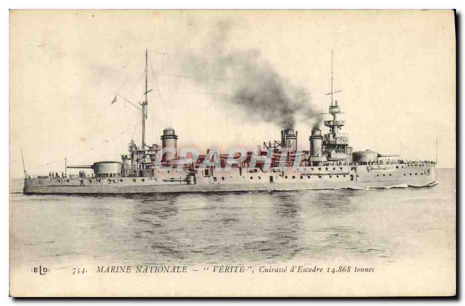 CPA Bateau de Guerre Verite Cuirasse d'escadre 