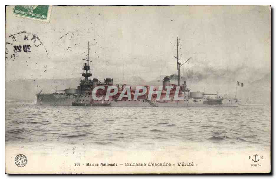 CPA Bateau de Guerre Cuirasse d'escadre Verite 