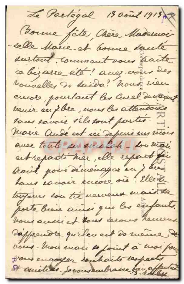Cuirassé "Vergniaud" — Marine Nationale — Aux Dames de France — Verso