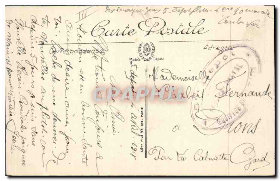 CPA Bateau de Guerre Verite Cuirasse 1er rang  — Verso