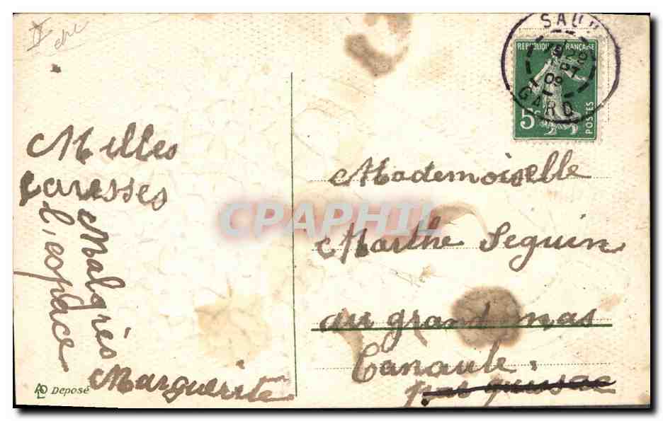 CPA Fantaisie Main Fleurs  — Rückseite