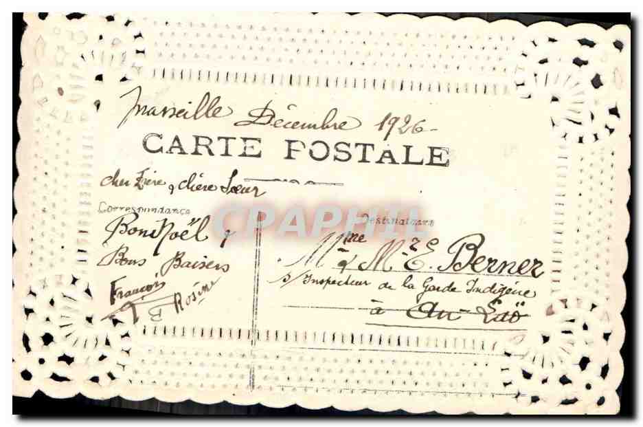 Fleurs et main — Heureux Noël — Carte postale de Noël — Verso