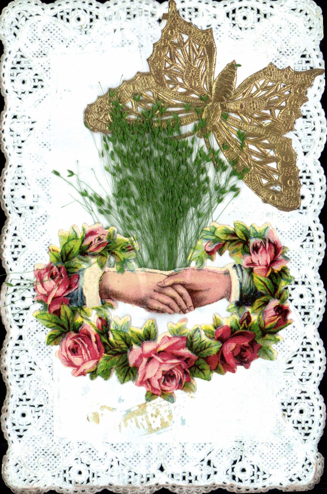 Gestrekte hand — vriendschap en liefde — decoratieve ansichtkaart