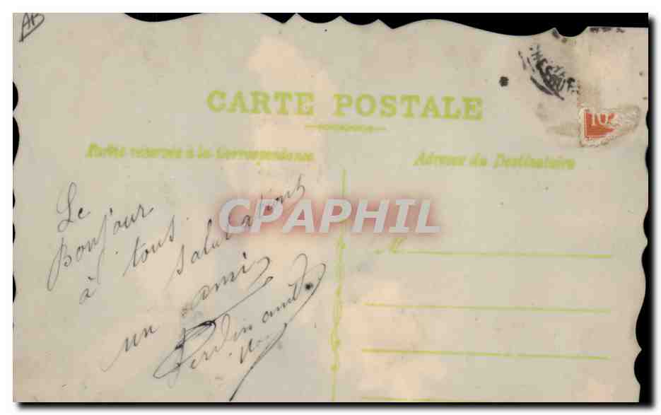 Flor rosa y mano — detalles decorativos — editor no identificado — Reverso
