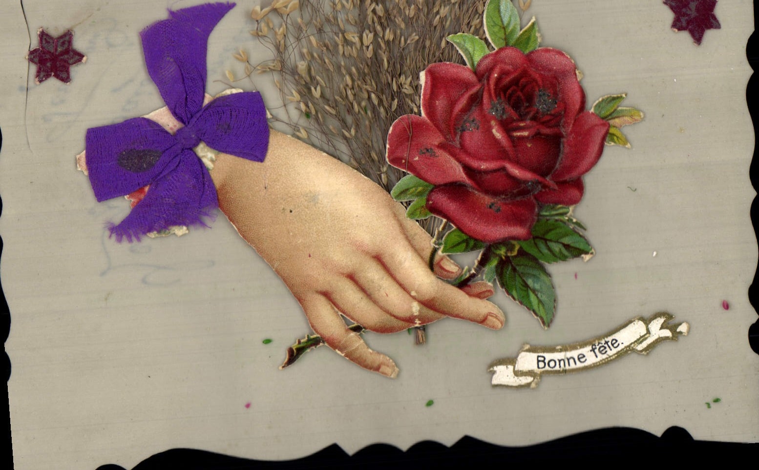 Hand die een roos vasthoudt — Antieke ansichtkaart — Uitgever: Adresse de Destrail®