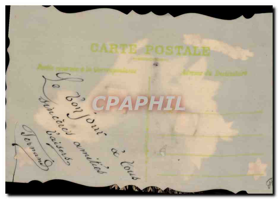 Hand die een roos vasthoudt — Antieke ansichtkaart — Uitgever: Adresse de Destrail® — Achterkant