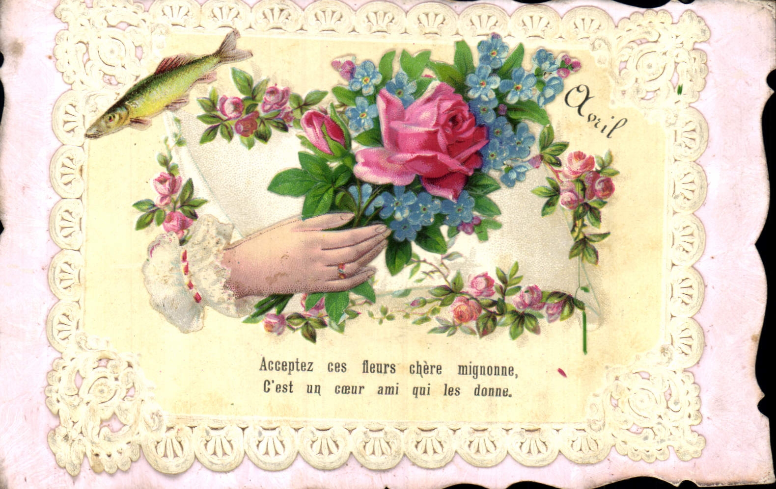 Aprile — Fiori e pesce — editore sconosciuto, numero di serie non visibile