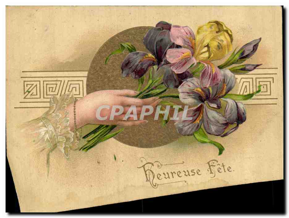CPA Fantaisie Main Fleurs 
