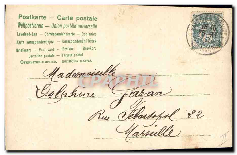 CPA Fantaisie Main Fleurs Fer a cheval — Verso