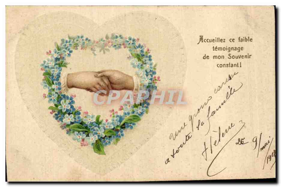 CPA Fantaisie Main Fleurs 