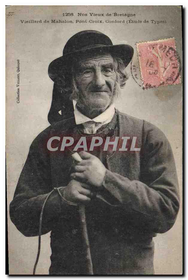 CPA Folklore Vieillard de Mahalon Pont Croix Conford