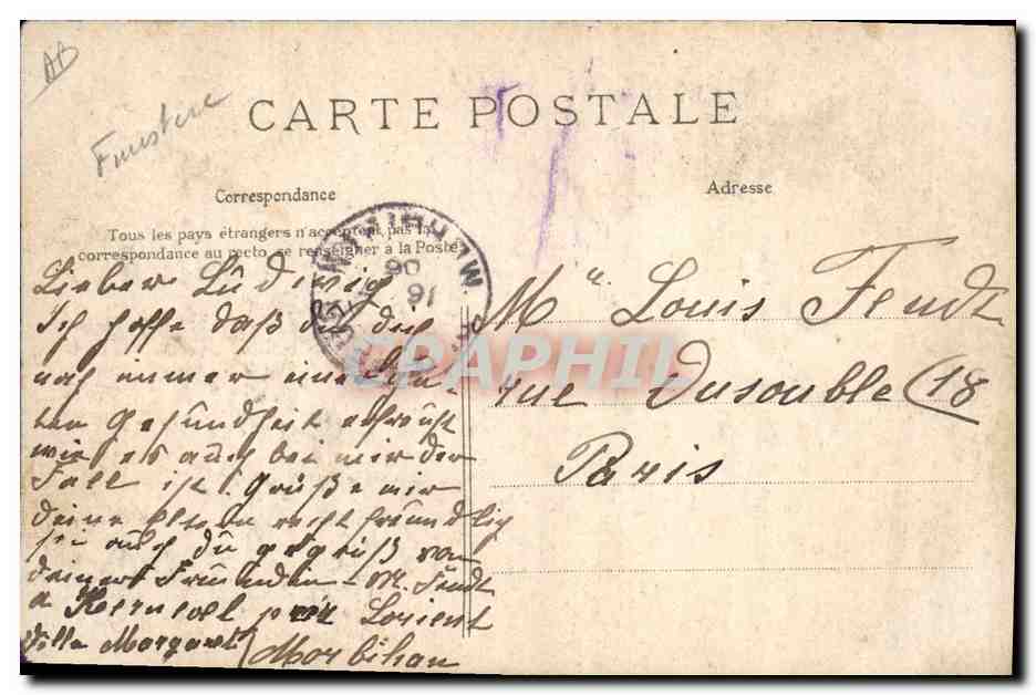 CPA Folklore Vieillard de Mahalon Pont Croix Conford — Verso