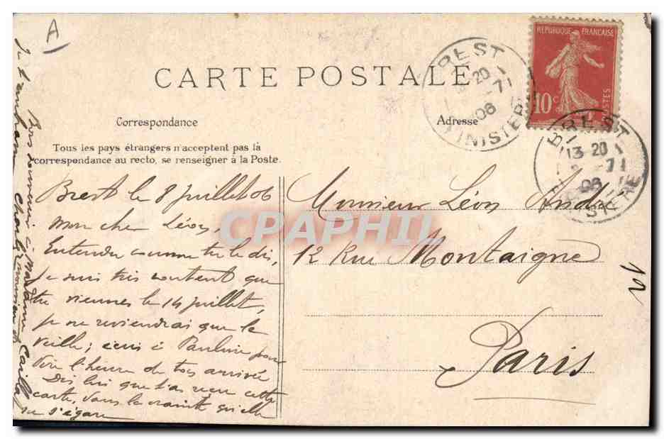CPA Folklore Jeunes filles de Pont L'Abbe  — Verso