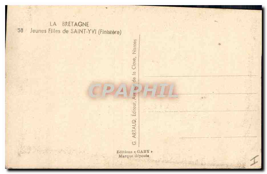 CPA Folklore Jeunes filles de Saint Yvi  — Rückseite