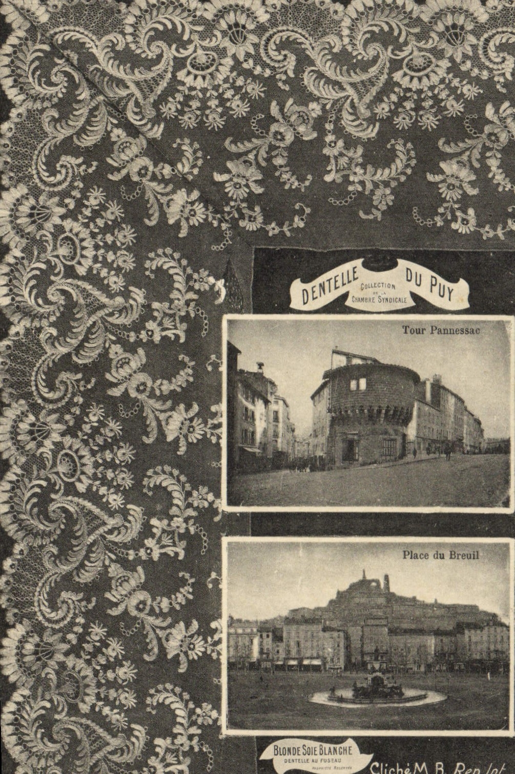 CPA Folklore Dentelle Dentelliere Le Puy Place du Breuil Tour Pannessac