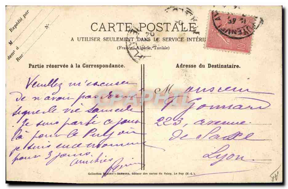CPA Folklore Dentelle Dentelliere Le Puy — Verso