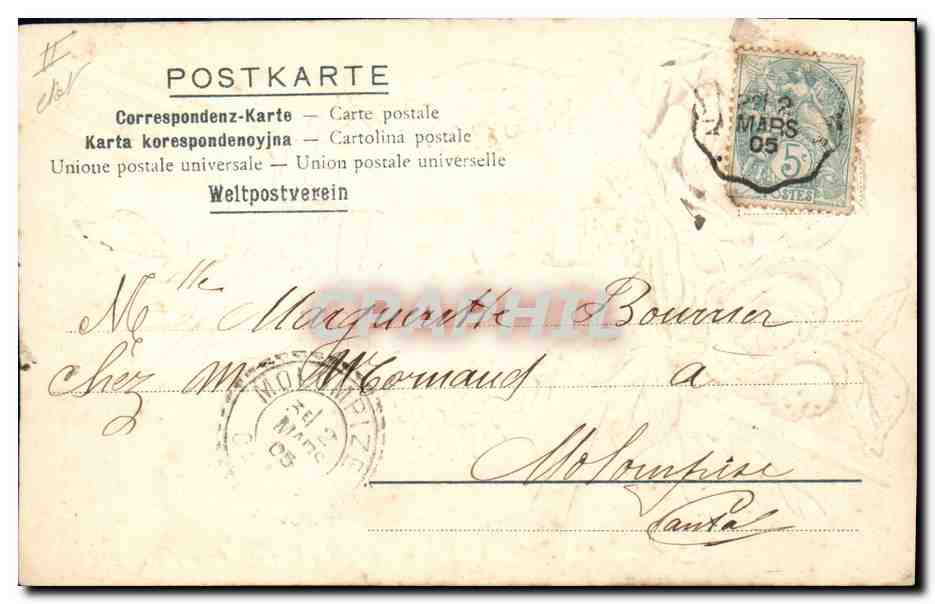 CPA Fantaisie Main Fleurs  — Verso