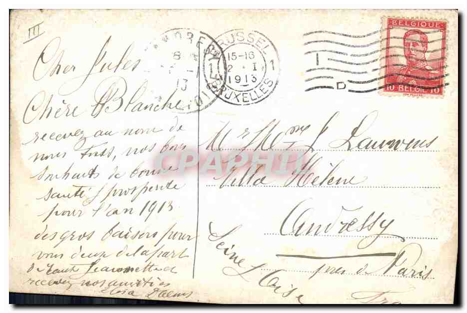 CPA Fantaisie Main Fleurs Colombe — Verso
