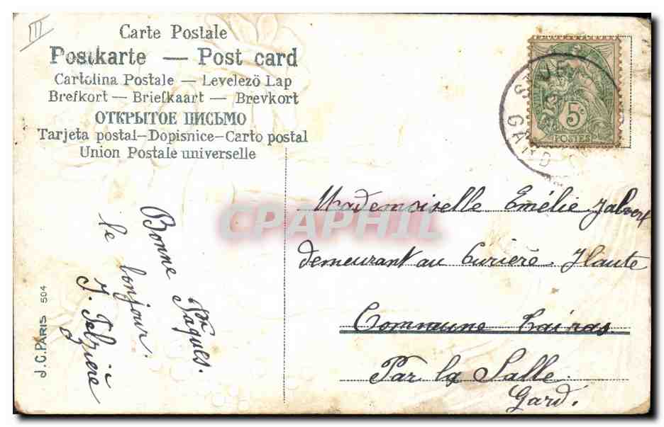 CPA Fantaisie Main Fleurs  — Verso