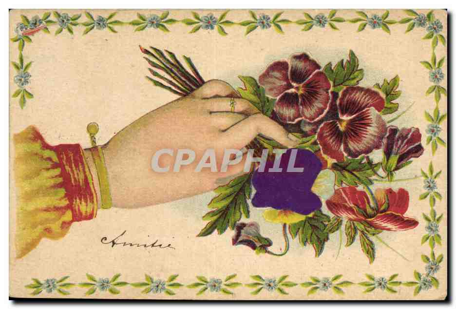 CPA Fantaisie Main Fleurs 